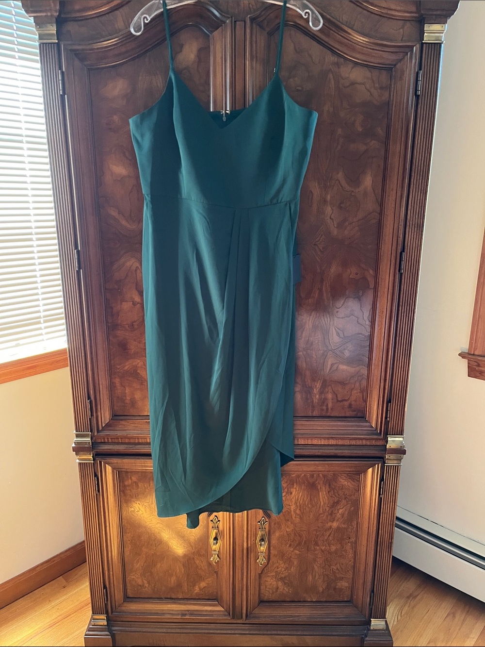 Lulu's Emerald Green High-Low Slip Dress
